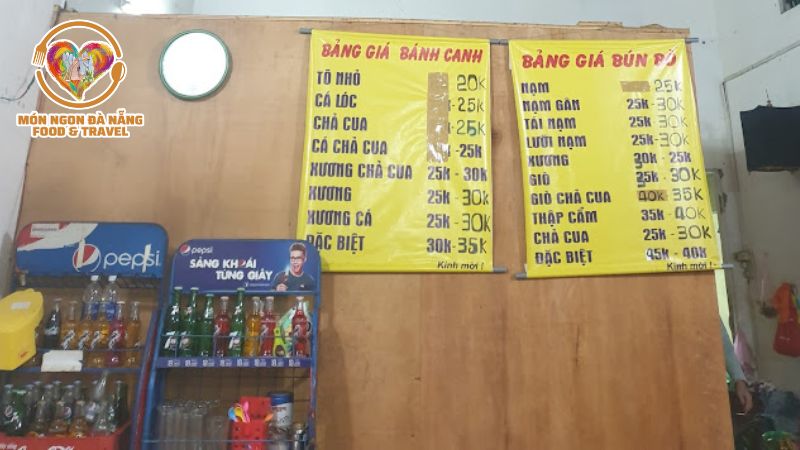 Menu Quán bánh canh cua Đà Nẵng - Bé Huế