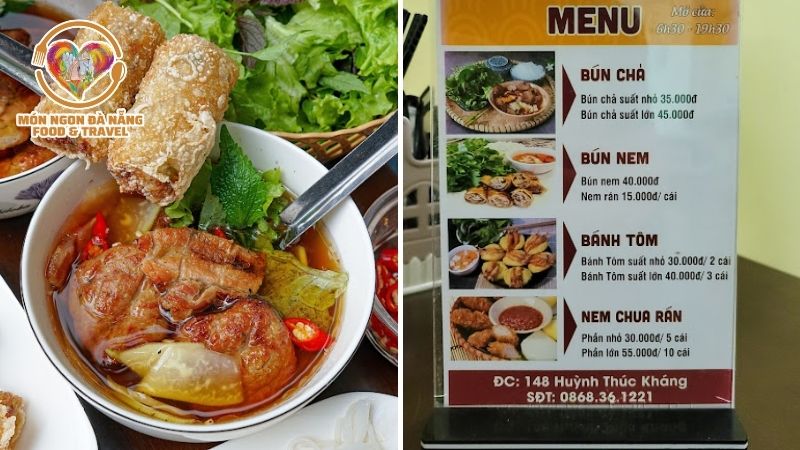 Menu Quán Bún chả Hà Nội ở Đà Nẵng - Hà Nội Holic
